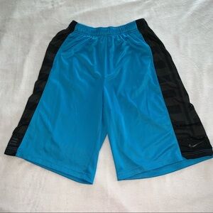 NIKE Basketball Long Shorts Turq/Blk Dri Fit Poly Youth Boys Size YXL.